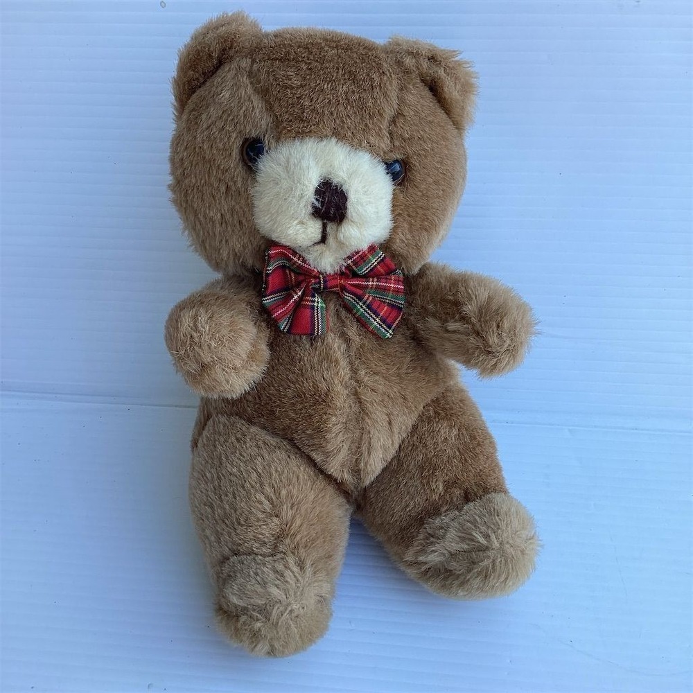 cuddle wit Vintage Brown Teddy Bear 10" Plush with Plaid Bow tie
